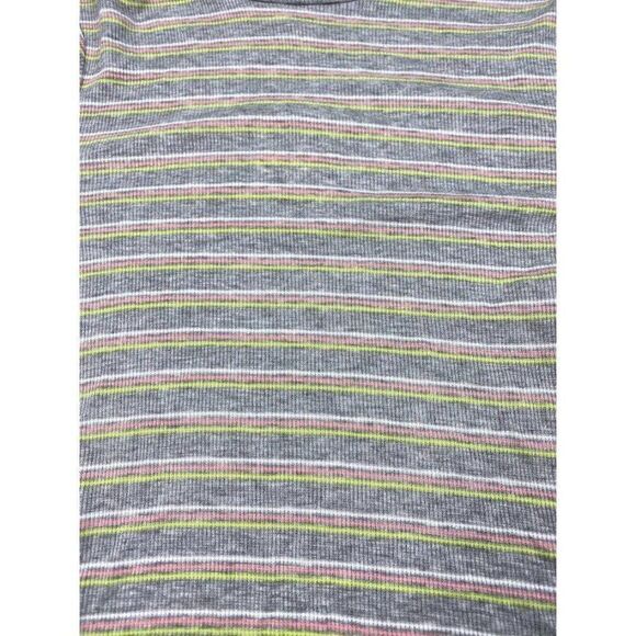 Juniors Shirt Top Small Gray Stripe Ribbed Mock - Picture 2 of 6